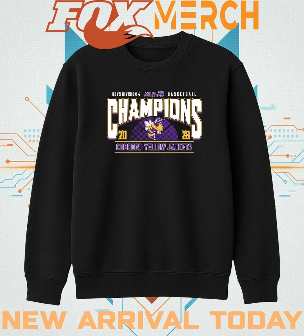 Concord Yellow Jackets 2026 MHSAA Boys Basketball D4 Champions t-shirt