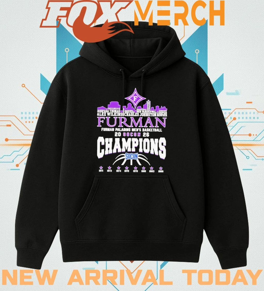 Congrats Furman Paladins Champions 2026 SoCon Men’s Basketball 8x city skyline t-shirt