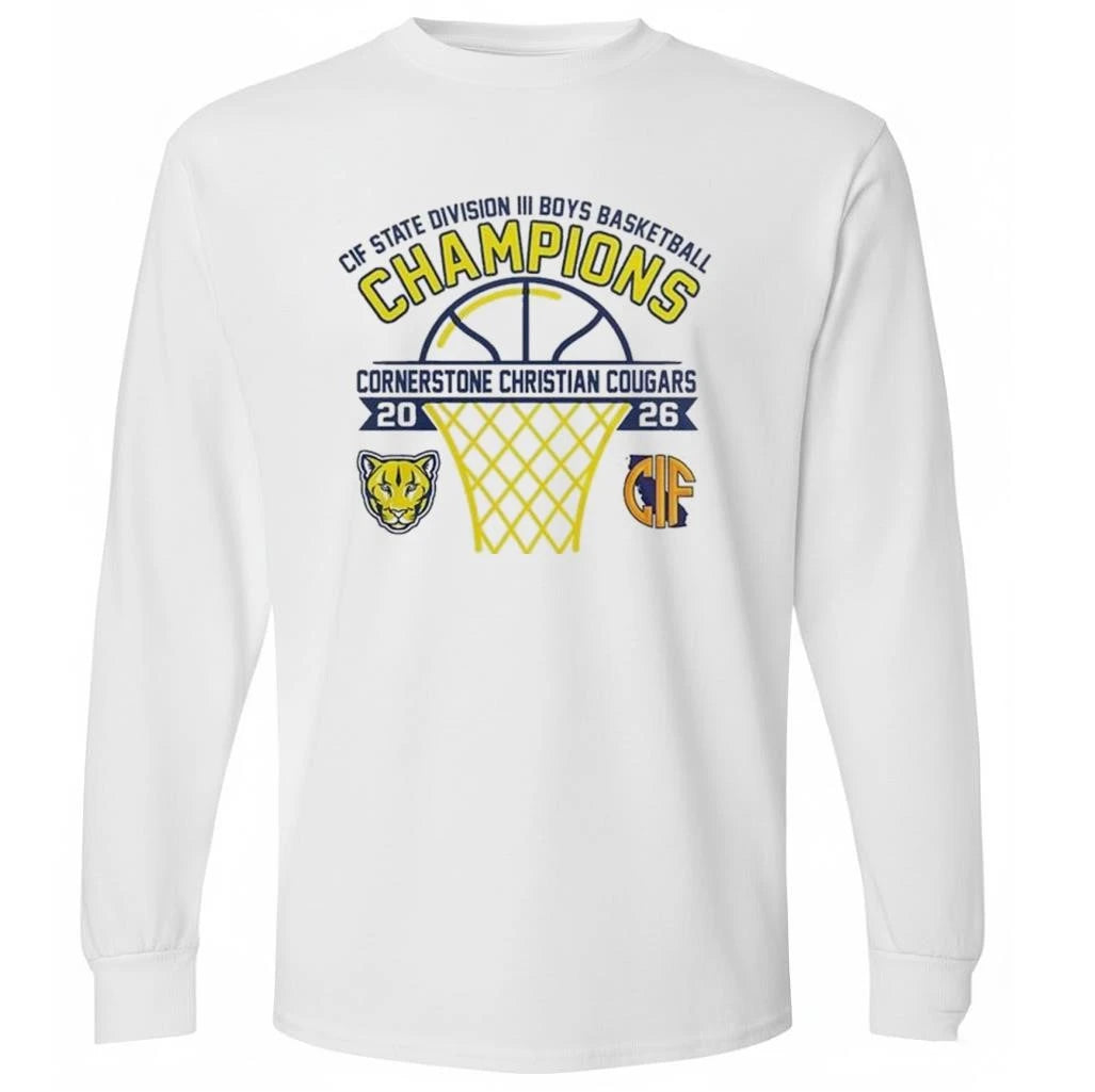 Cornerstone Christian Cougars CIF State III Boys 2026 Champions  Shirt