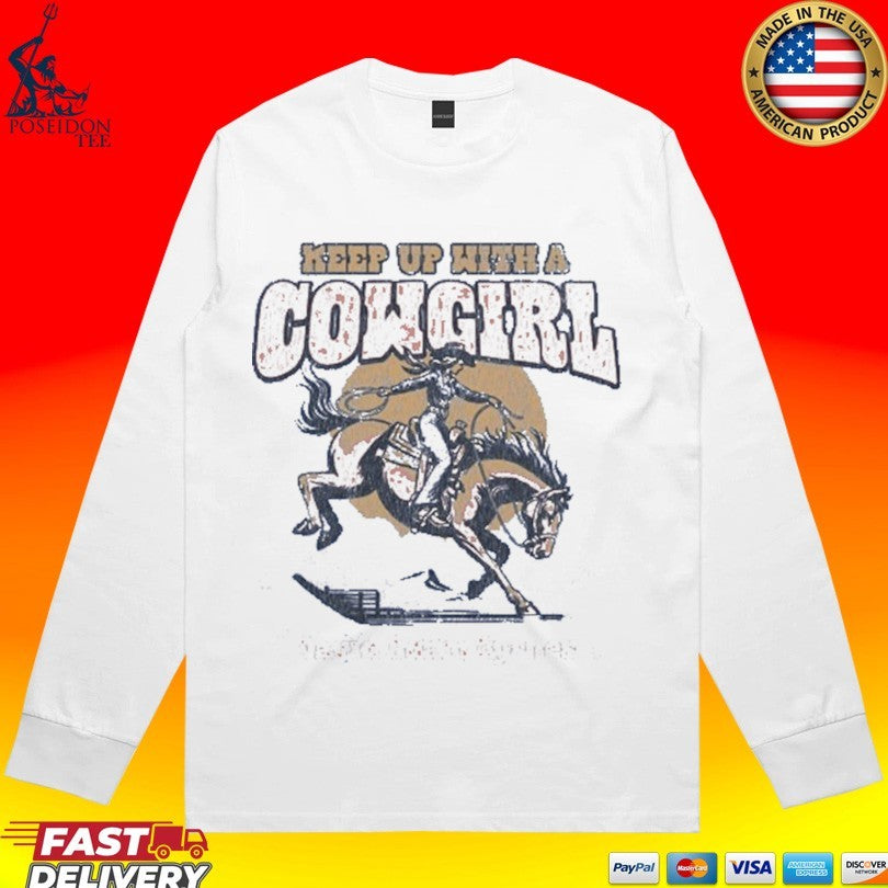 David Adam Byrnes Blue Keep Up With A Cowgirl T-shirt