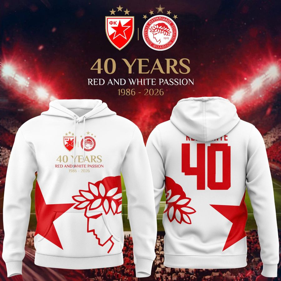 Olympiacos FC 40 Years of Red & White Passion Anniversary Shirt Two Sided