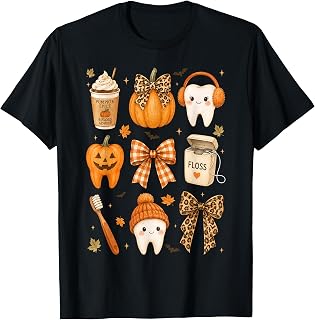 Fall Dentist Halloween Tooth Pumpkin Bow Dental Hygienist (1)