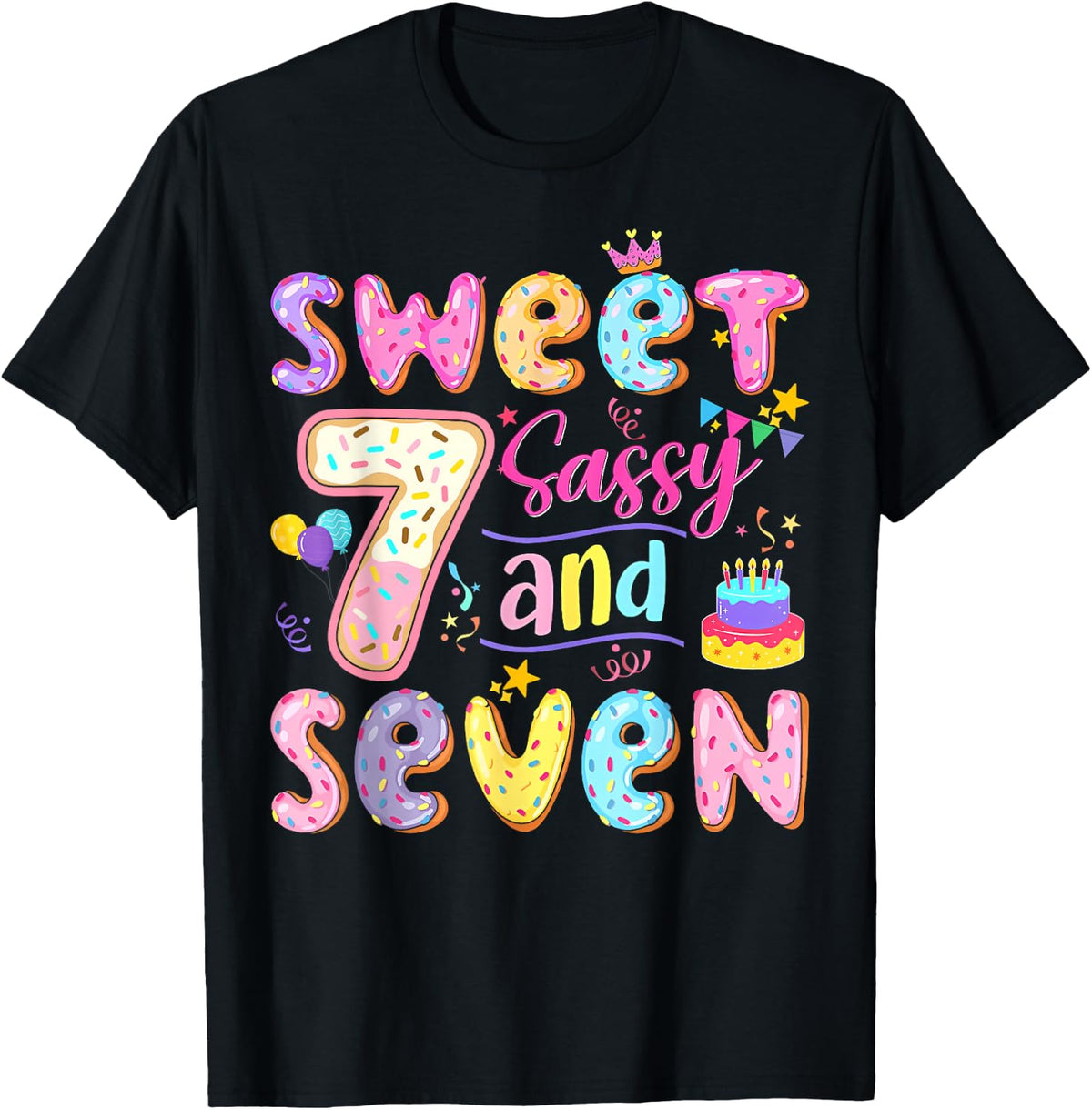 7th Birthday Girl Donut Seven Birthday Unisex T-shirt, Sweatshirt, Hoodie (1)