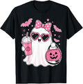 Pink Halloween Ghost Pumpkin Coffee Spooky Unisex T-shirt, Sweatshirt, Hoodie (1)