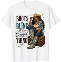Boots Bling It'S Cowgirl Thing Western Country Melanin Unisex T-shirt, Sweatshirt, Hoodie (1)