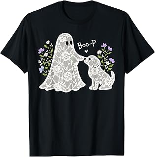 Boo-P Floral Ghost Dog Halloween Boop Humor Unisex T-shirt, Sweatshirt, Hoodie (1)