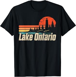 Lake Ontario Retro Sunset Souvenir Nature Forest Boat Unisex T-shirt, Sweatshirt, Hoodie (1)