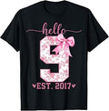 Hello Nine Est 2017 9th Birthday Coquette Bow Year Girl (1)