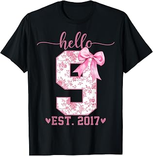 Hello Nine Est 2017 9th Birthday Coquette Bow Year Girl (1)
