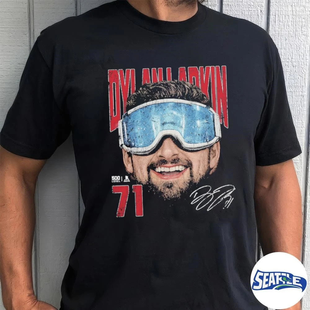 Dylan Larkin 71 Detroit Red Wings Goggles Signature shirt