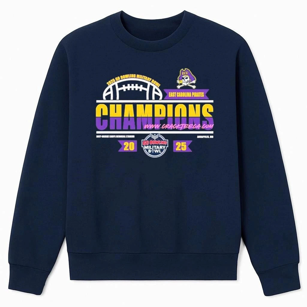 East Carolina Pirates 2025 Go Bowling Military Bowl Champions Locker Room Shirt