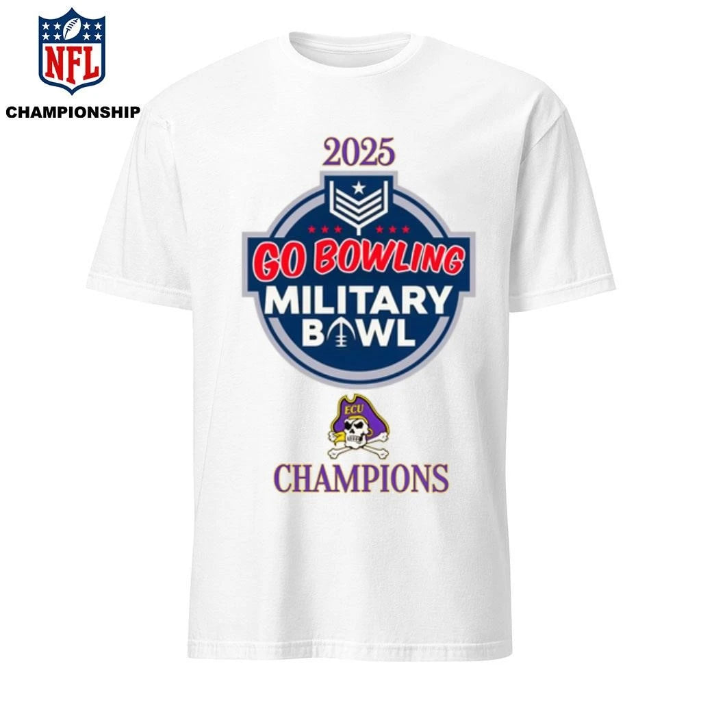 East Carolina Pirates 2025 Go Bowling Military Bowl Champions Logo Shirt