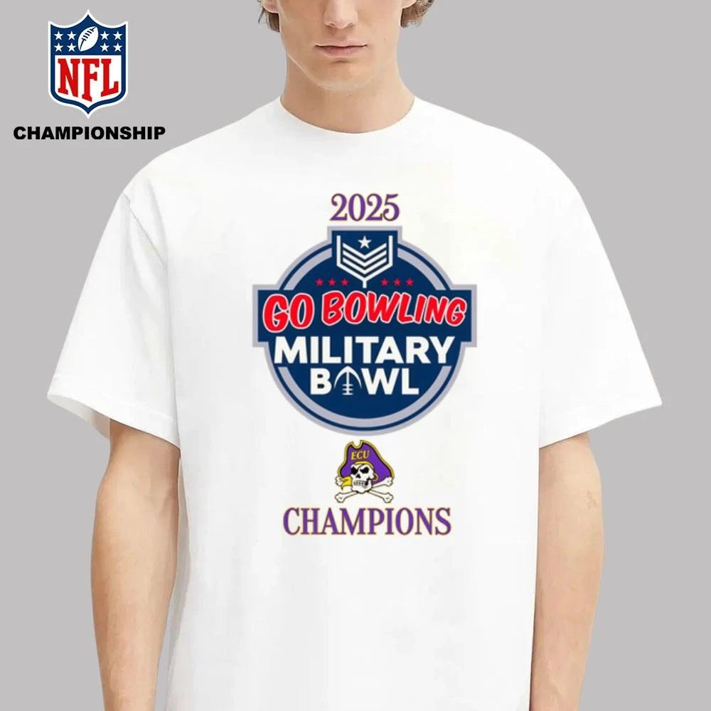 East Carolina Pirates 2025 Go Bowling Military Bowl Champions Logo Shirt