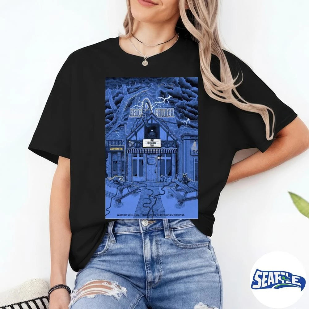 Eric Church February 28 2026 Austin, TX Free The Machine Tour Poster shirt