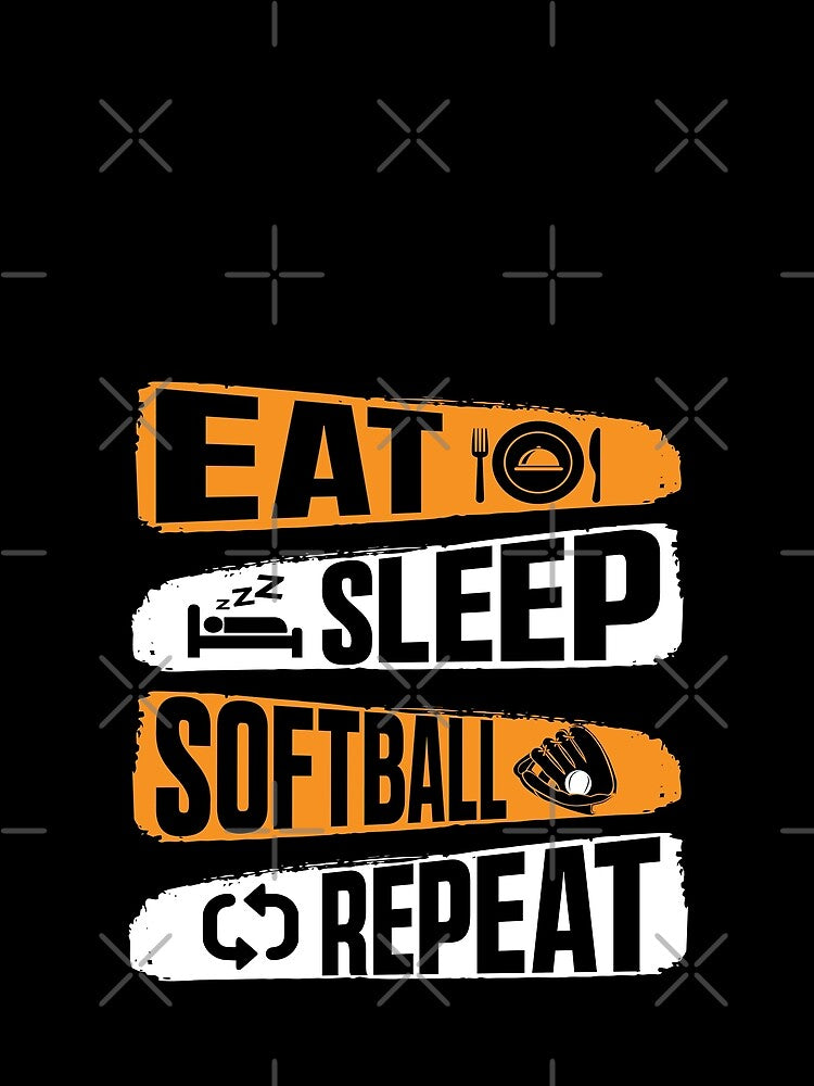 Eat Sleep Softball Repeat Funny Teens Girls Boys Kids Men by 07Art