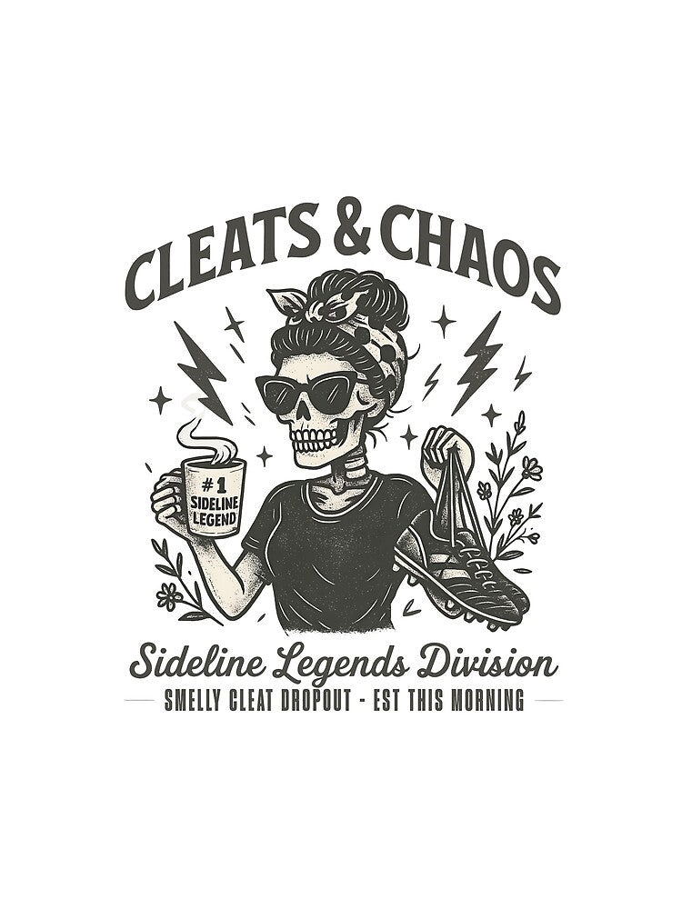 Cleats & Chaos Sideline Legend Sideline Skeleton Soccer Mom by clarabersetart