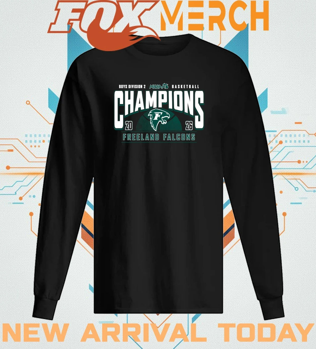 Freeland Falcons 2026 MHSAA Boys Basketball D2 Champions t-shirt