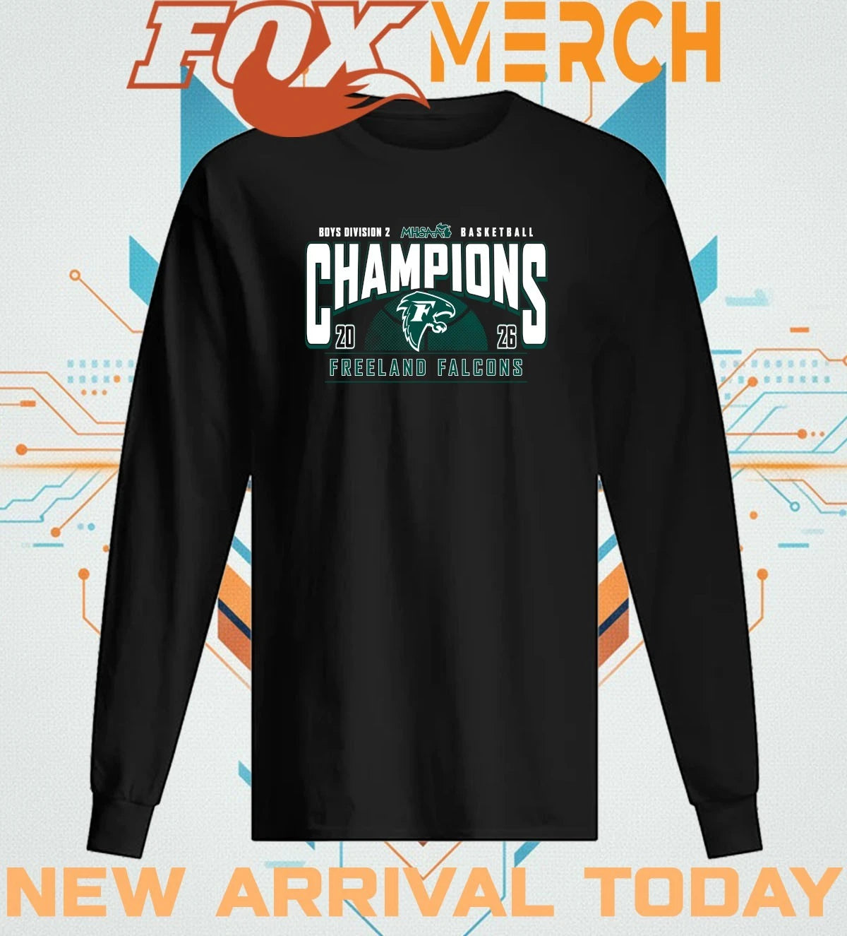 Freeland Falcons 2026 MHSAA Boys Basketball D2 Champions t-shirt