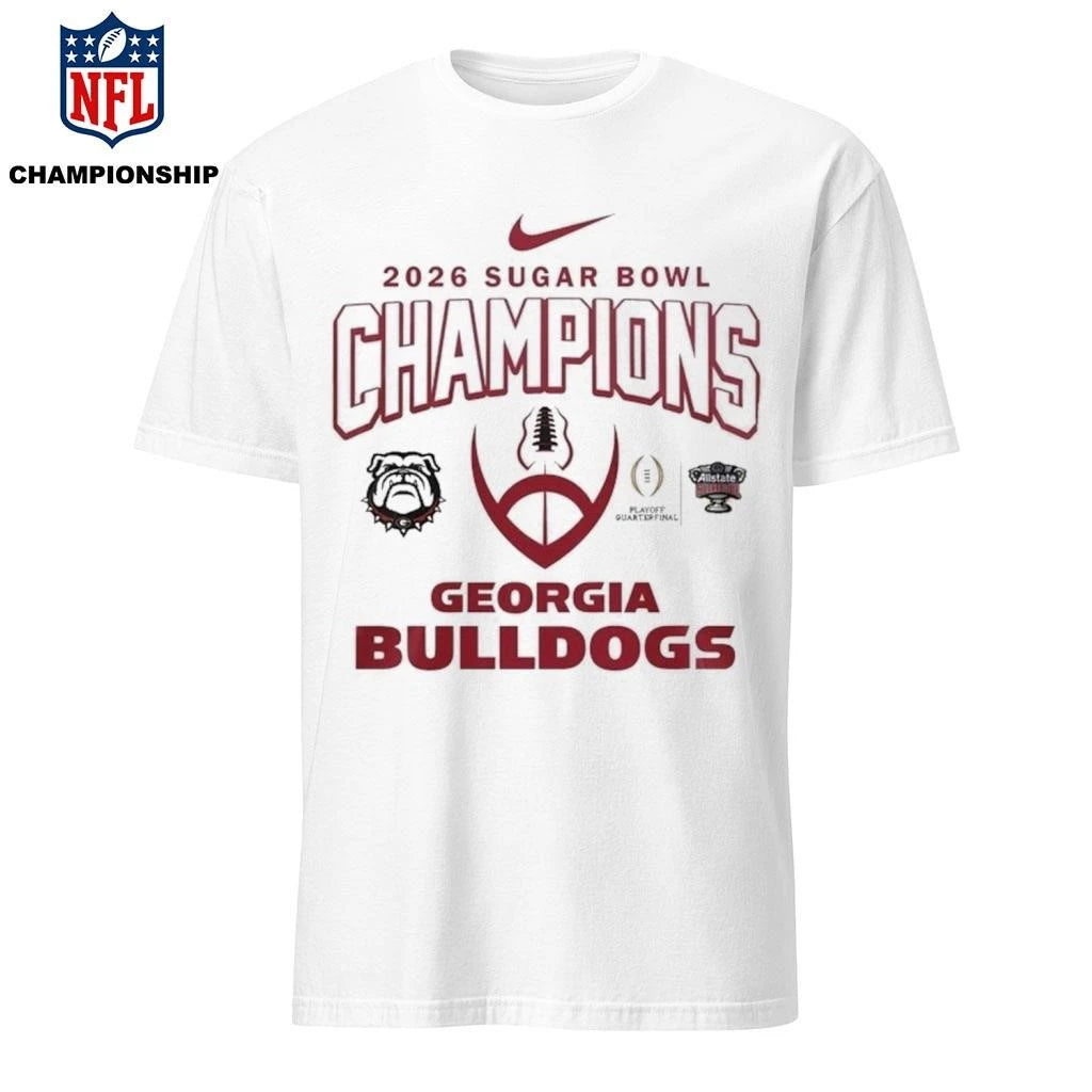 Georgia Bulldogs NCAA 2026 Sugar Bowl Champions Mascot Flag Shirt