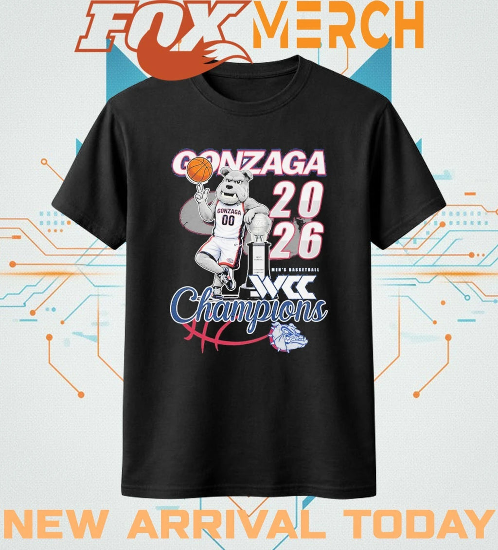 Gonzaga Bulldogs 2026 Men’s Basketball West Coast Conference Champions mascot t-shirt