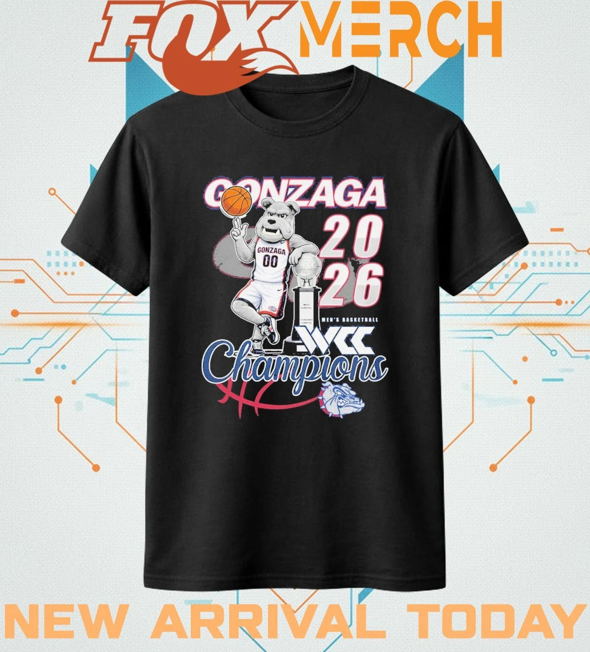 Gonzaga Bulldogs 2026 Men’s Basketball West Coast Conference Champions mascot t-shirt