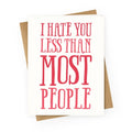 I Hate You Less Than Most People Greeting Card