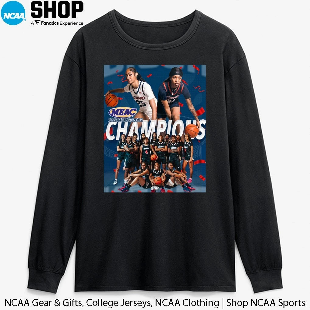 Howard Bison Women’s Basketball 2025-2026 MEAC Regular Season Champions T-Shirt