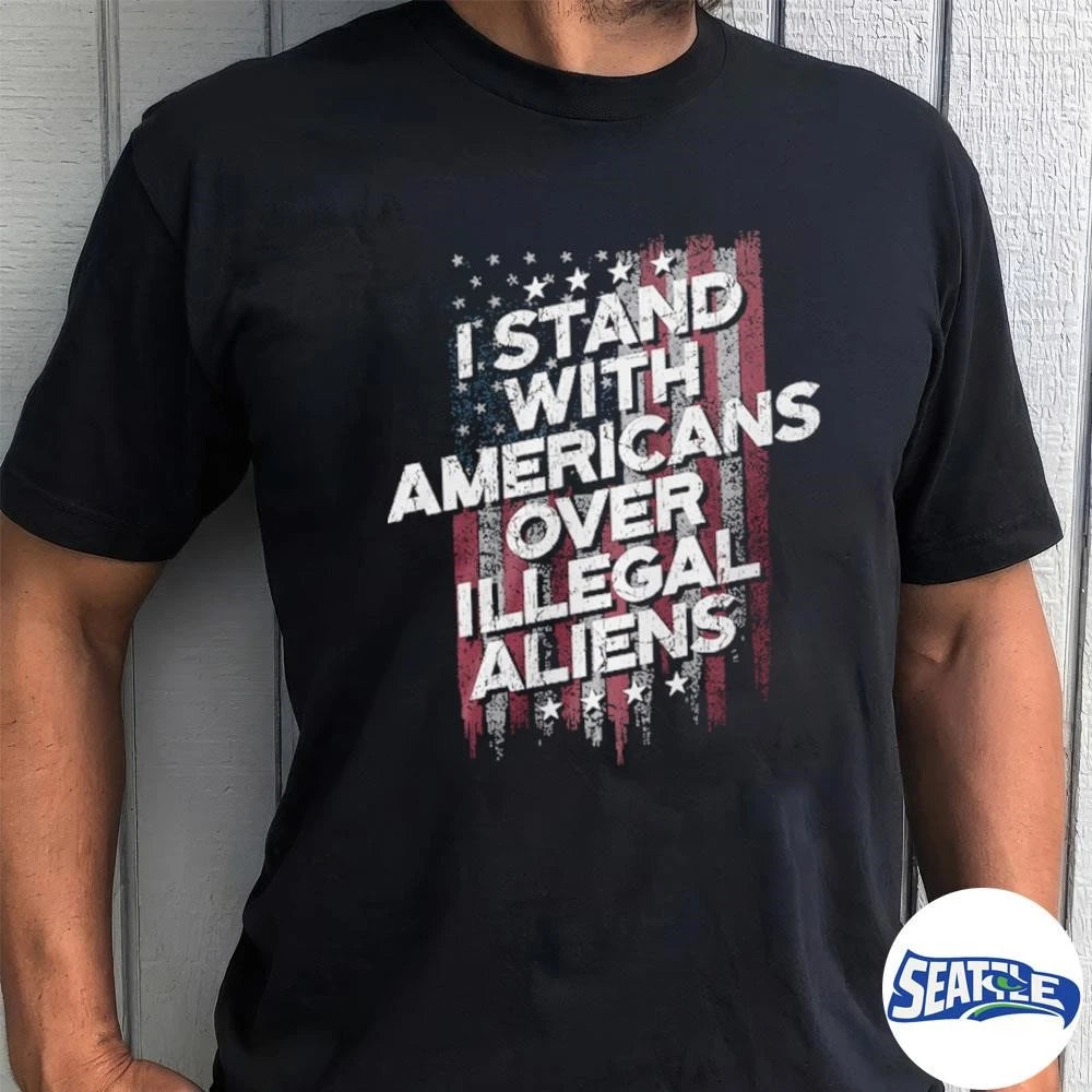 I Stand With Americans Over Illegal Aliens USA Flag Vintage shirt