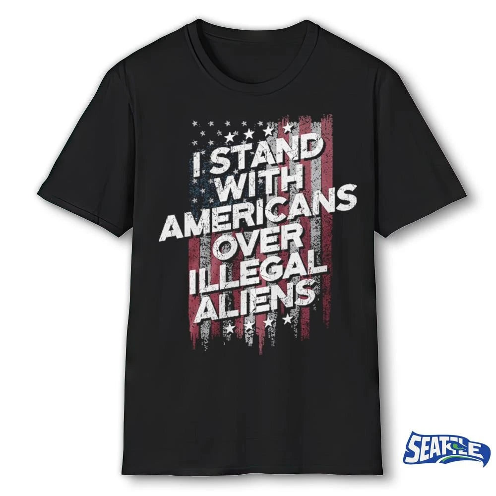 I Stand With Americans Over Illegal Aliens USA Flag Vintage shirt