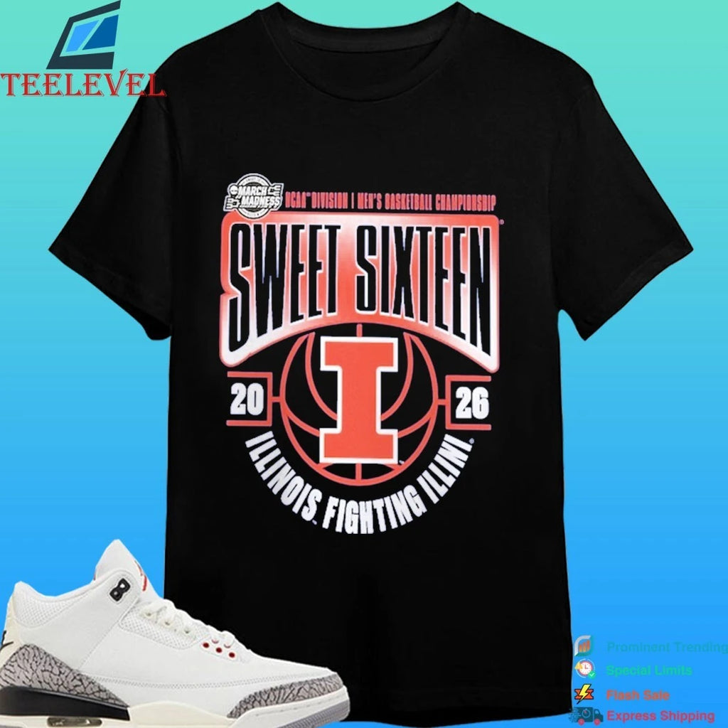 Illinois Fighting Illini 2026 Ncaa Men’s Basketball Tournament March Madness Sweet 16 Shirt
