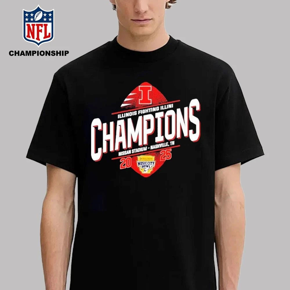 Illinois Fighting Illini Champions 2025 Music City Bowl Championship At Nissan Stadium Nashville Shirt