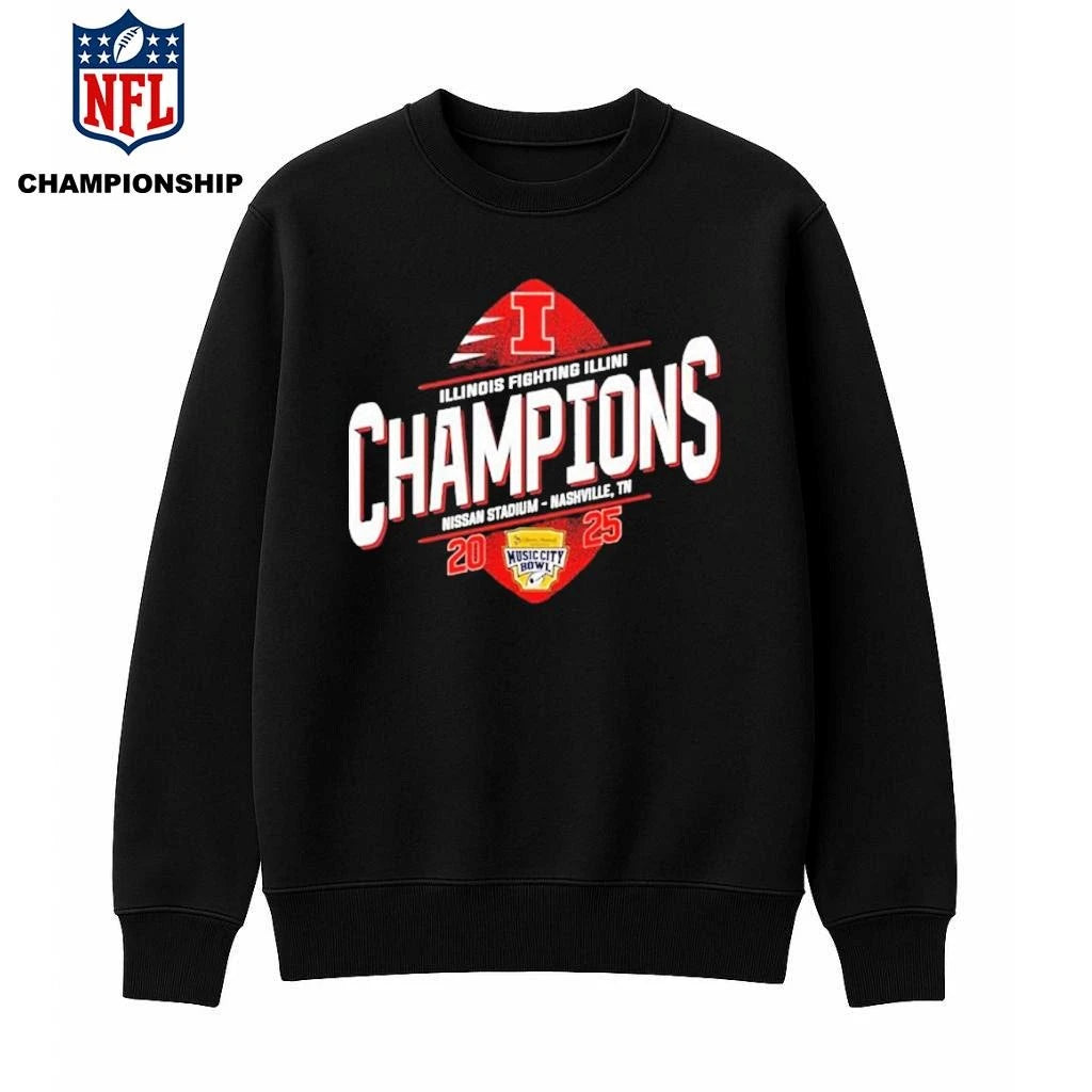 Illinois Fighting Illini Champions 2025 Music City Bowl Championship At Nissan Stadium Nashville Shirt