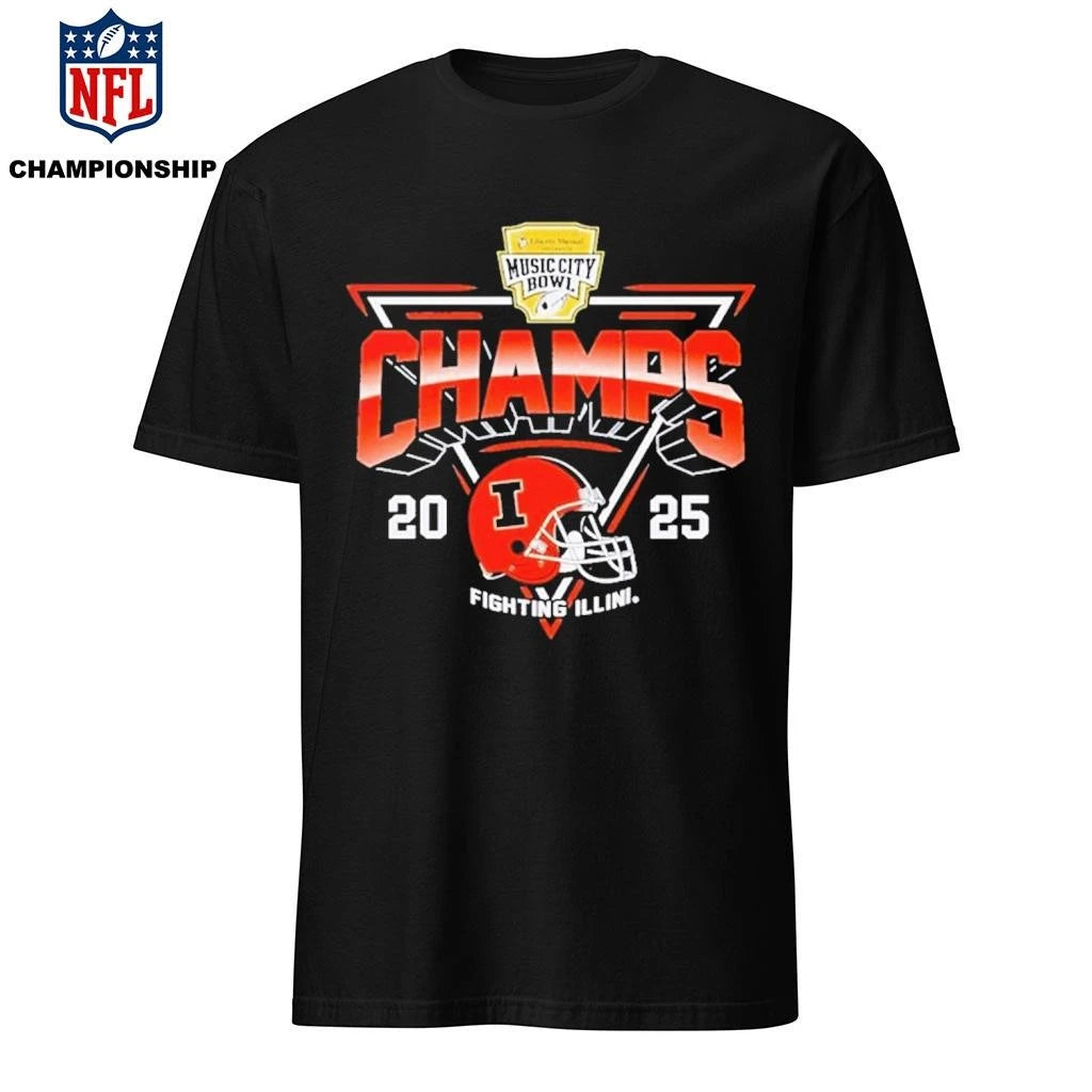 Illinois Fighting Illini Champions 2025 Music City Bowl Championship Helmet Shirt