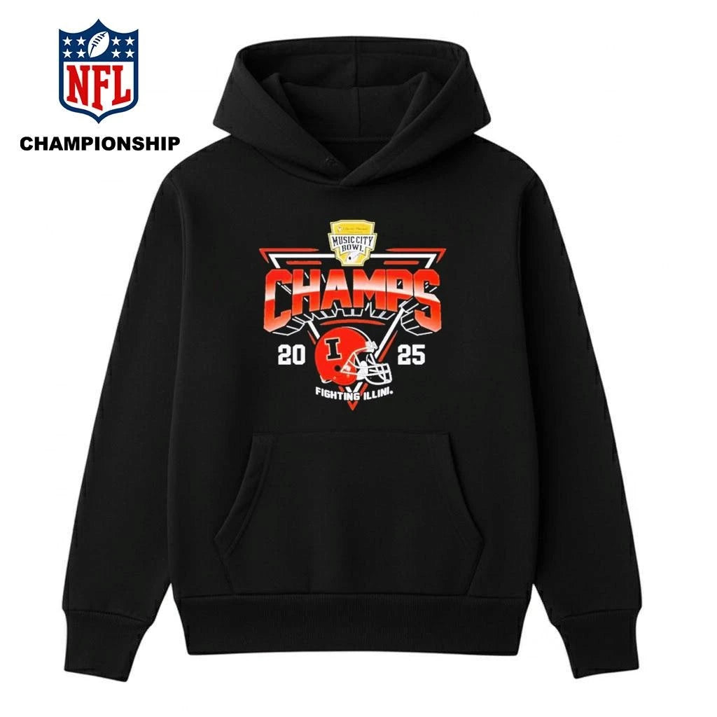 Illinois Fighting Illini Champions 2025 Music City Bowl Championship Helmet Shirt