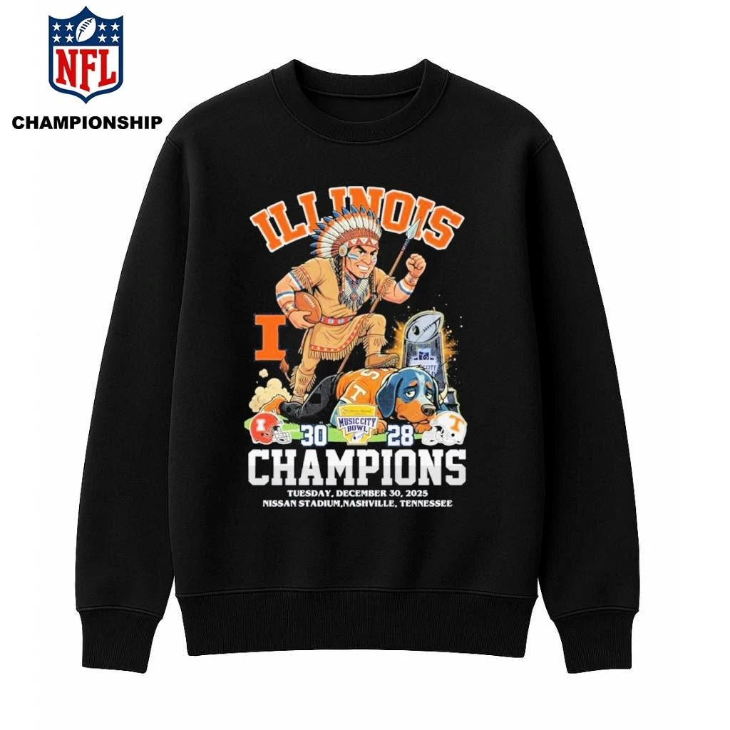 Illinois Fighting Illini Music City Bowl 2025 Winner 30 28 Score Vintage Mascot Shirt