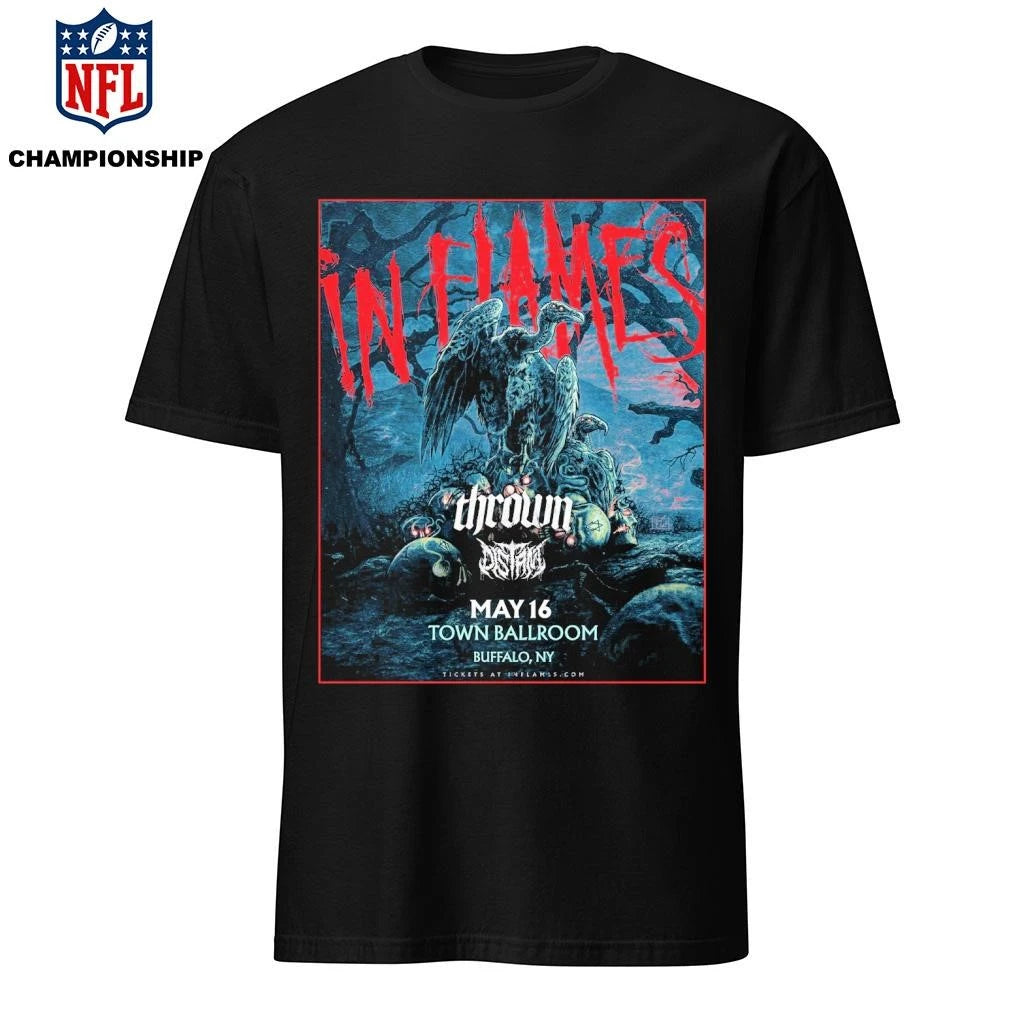 In Flames May 16 2026 Buffalo NY Town Ballroom Concert Poster With Thrown Orbit Culture Shirt