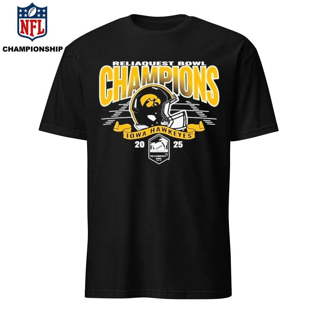Iowa Hawkeyes 2025 ReliaQuest Bowl Football Champions Helmet Shirt