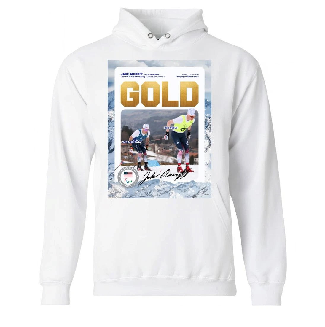 Jake Adicoff Claims The 10km Classic VI Title With Reid Goble Milano Cortina Winter Paralympics 2026 Shirt