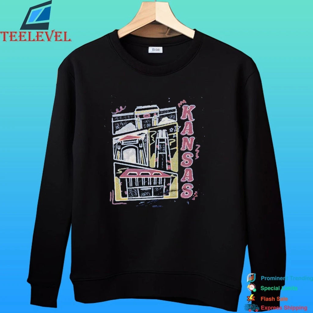 Kansas Campus Landmarks Heather Royal Shirt