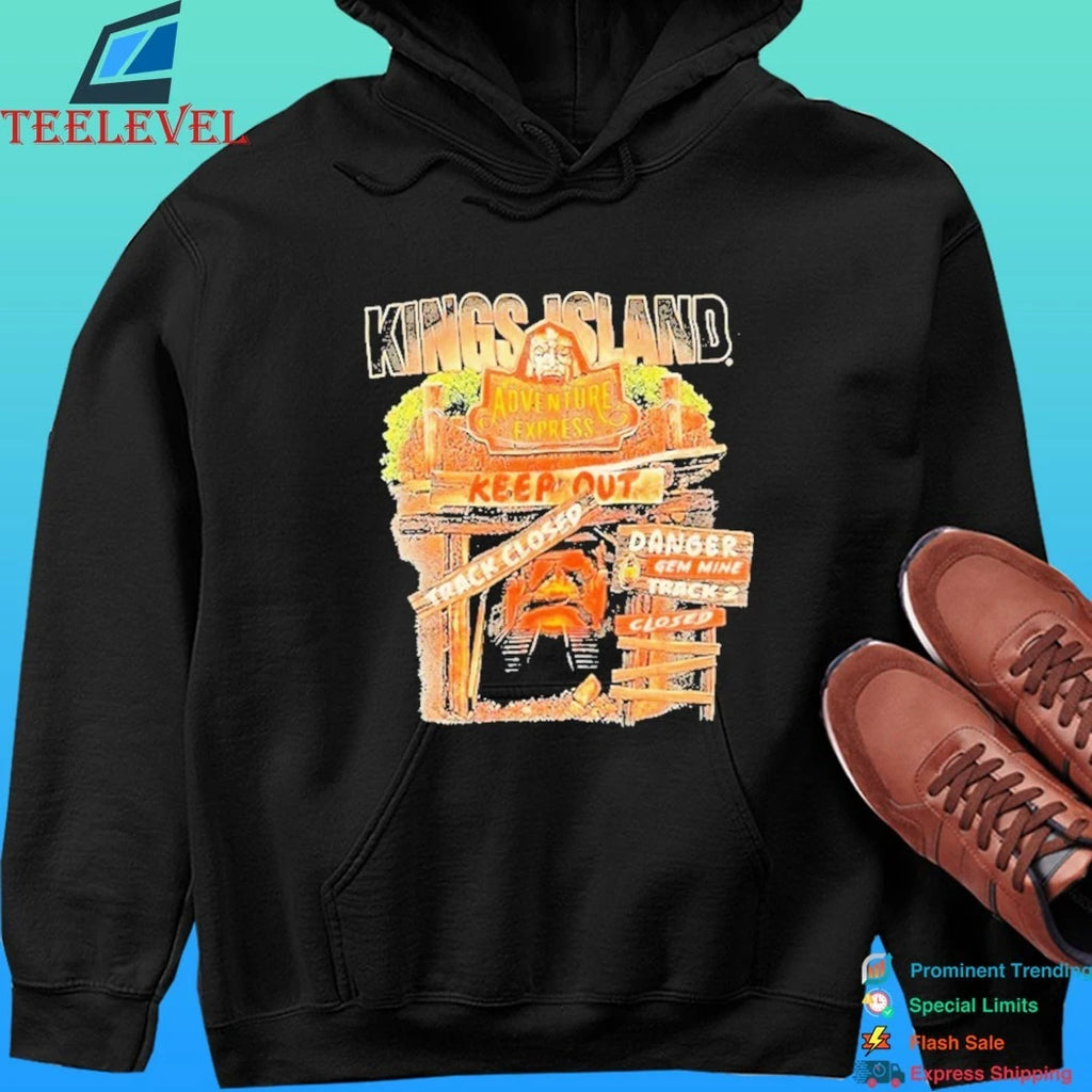 Kings Island Adventure Express Keep Out Track Closed Danger Gem Mine Track 2 Closed Tunnel Shirt