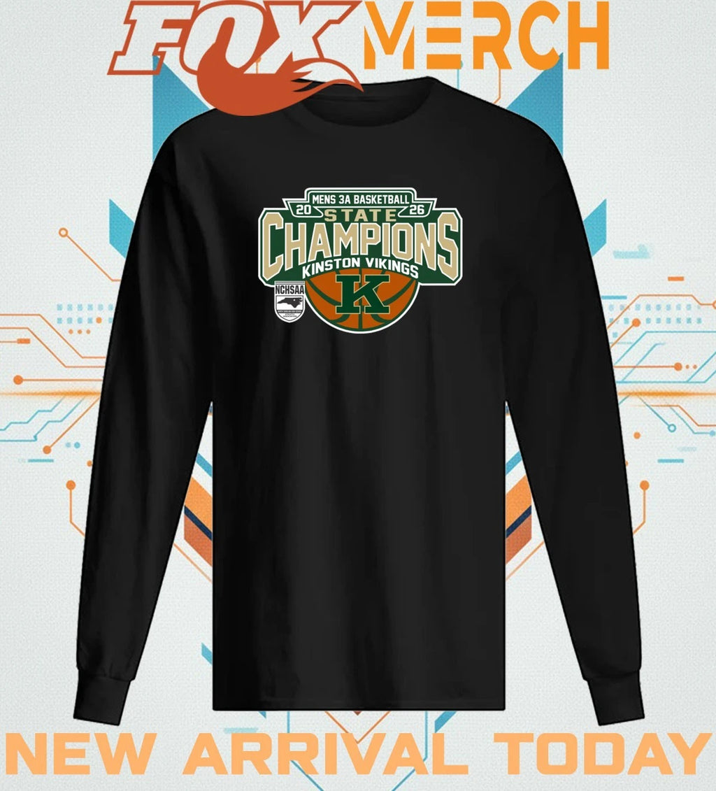 Kinston Vikings 2026 Men’s 3A Basketball State Champions t-shirt
