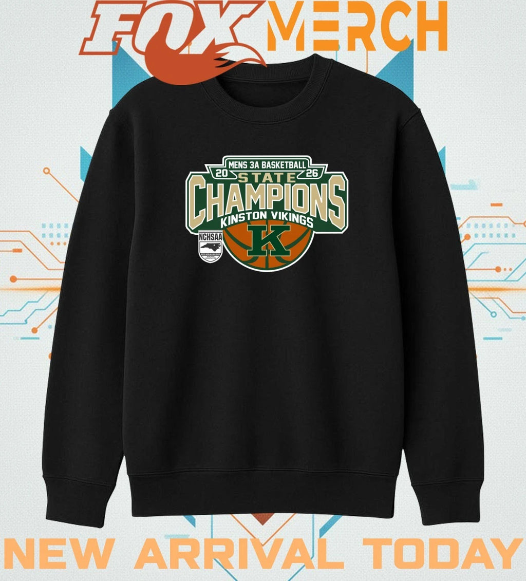 Kinston Vikings 2026 Men’s 3A Basketball State Champions t-shirt