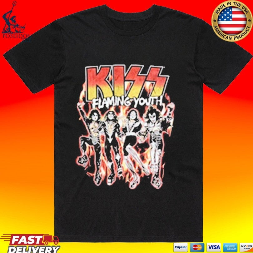Kiss Flaming Youth God Of Thunder 7 Flaming Youth Single Cover T-shirt
