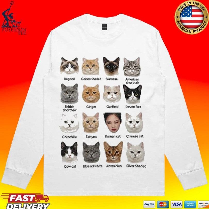 Kpop Cat Breed Chart Jennie Blackpink Meme T-shirt
