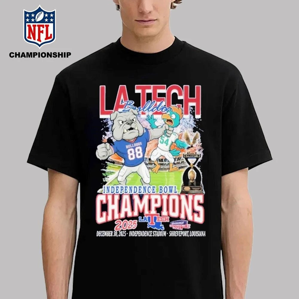 Louisiana Tech Bulldogs Independence Bowl 2025 Champions Mascot Shirt