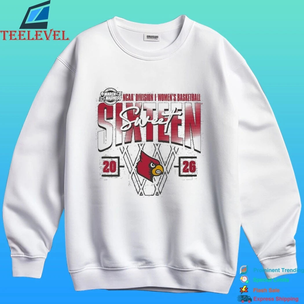 Louisville Cardinals 2026 Ncaa Women’s Basketball Tournament March Madness Sweet 16 Court Shot Shirt