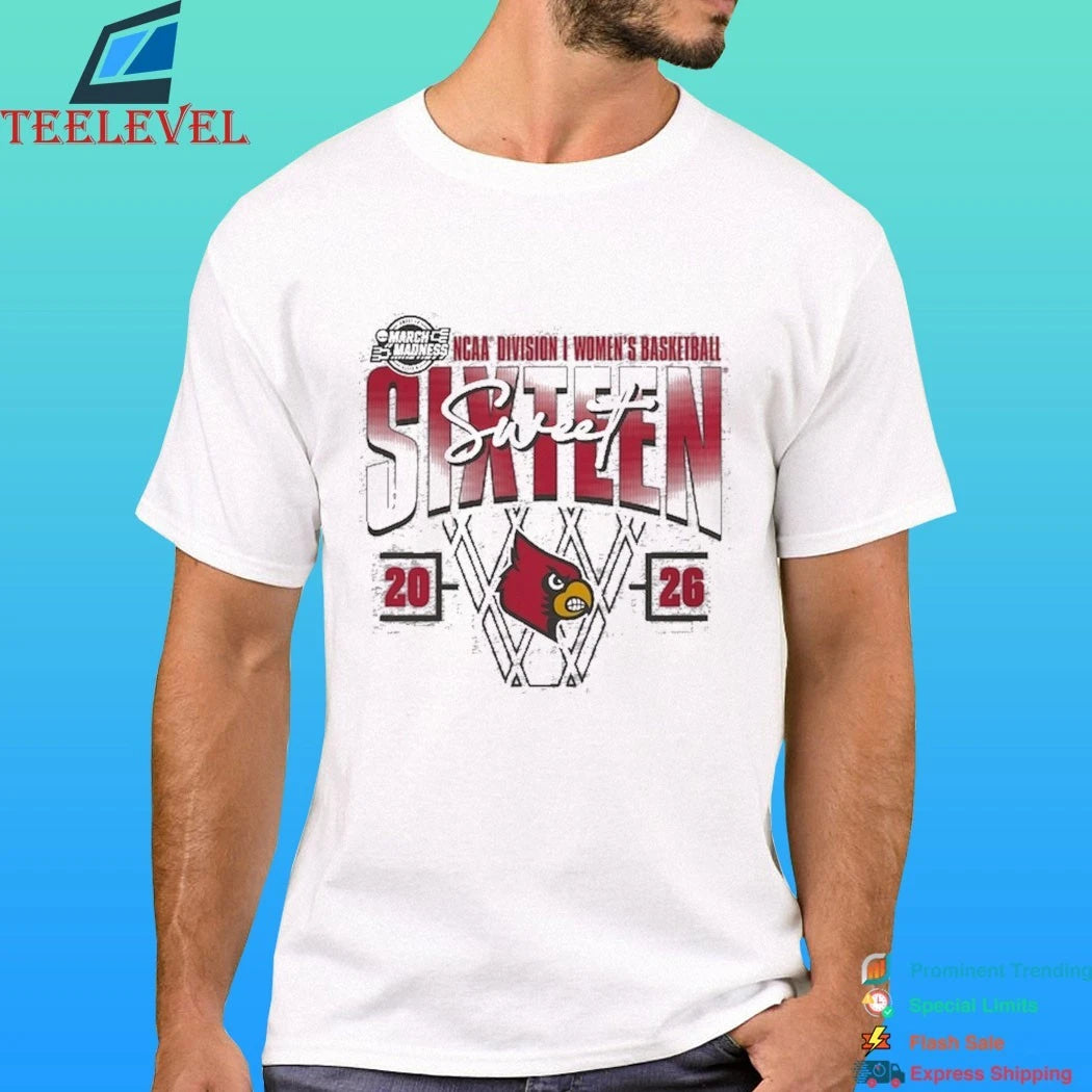 Louisville Cardinals 2026 Ncaa Women’s Basketball Tournament March Madness Sweet 16 Court Shot Shirt