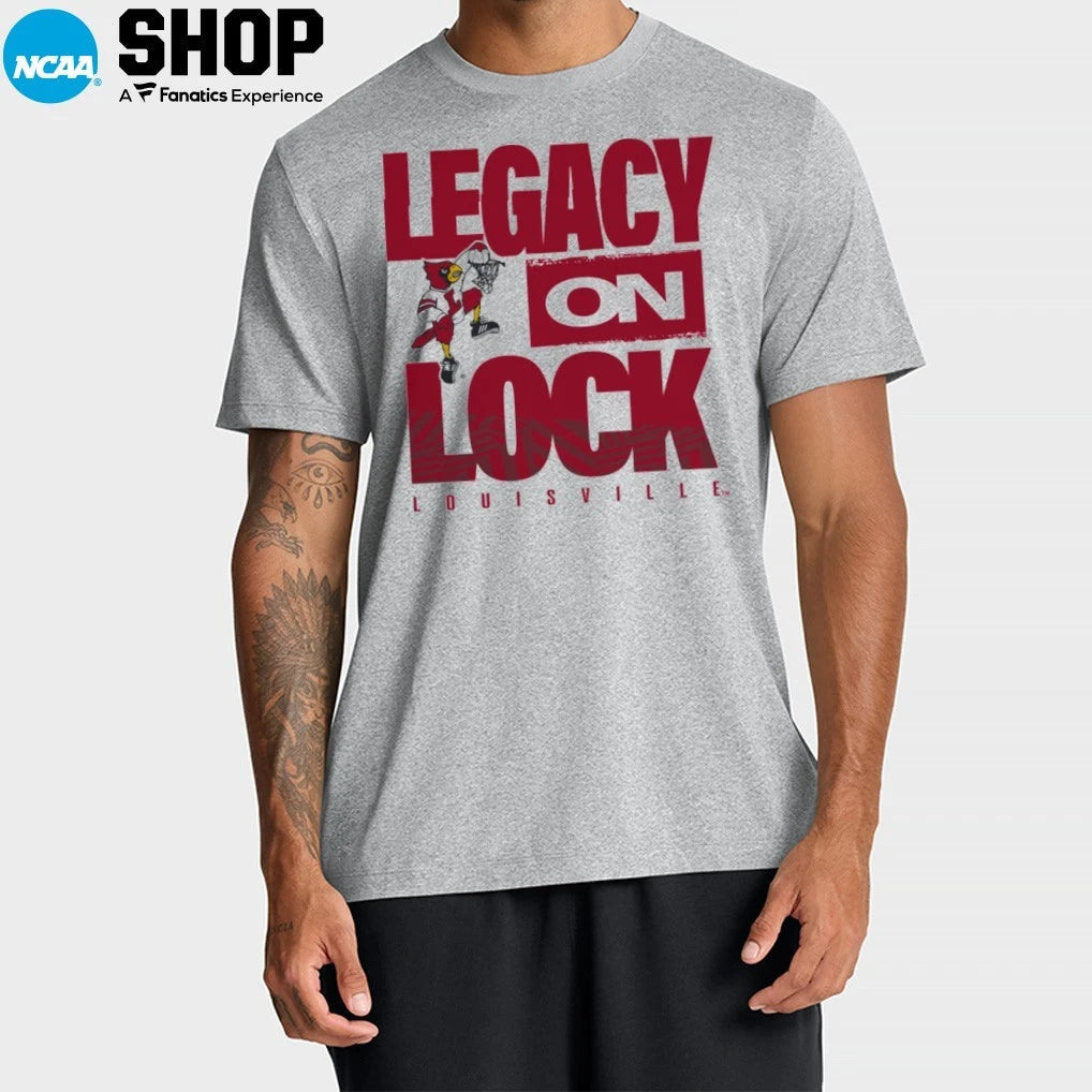 Louisville Cardinals Basketball 2026 Legacy On Lock On-Court March Madness T-Shirt