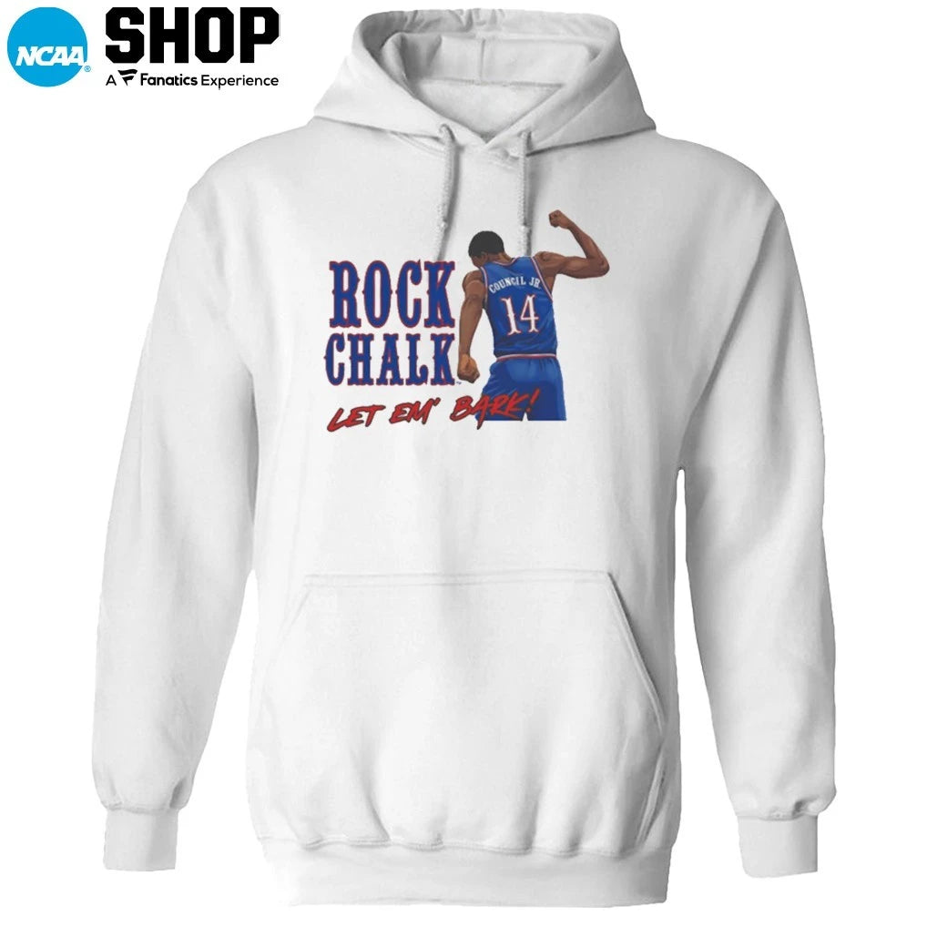 Melvin Council Jr. Kansas Jayhawks Rock Chalk Let Em’ Bark Fashion Player T-Shirt