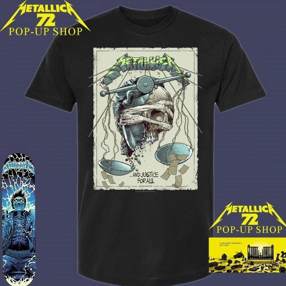 Metallica And Justice For All M72 World Tour 2025-6 Pop-Up Shop Art Skull T-Shirt